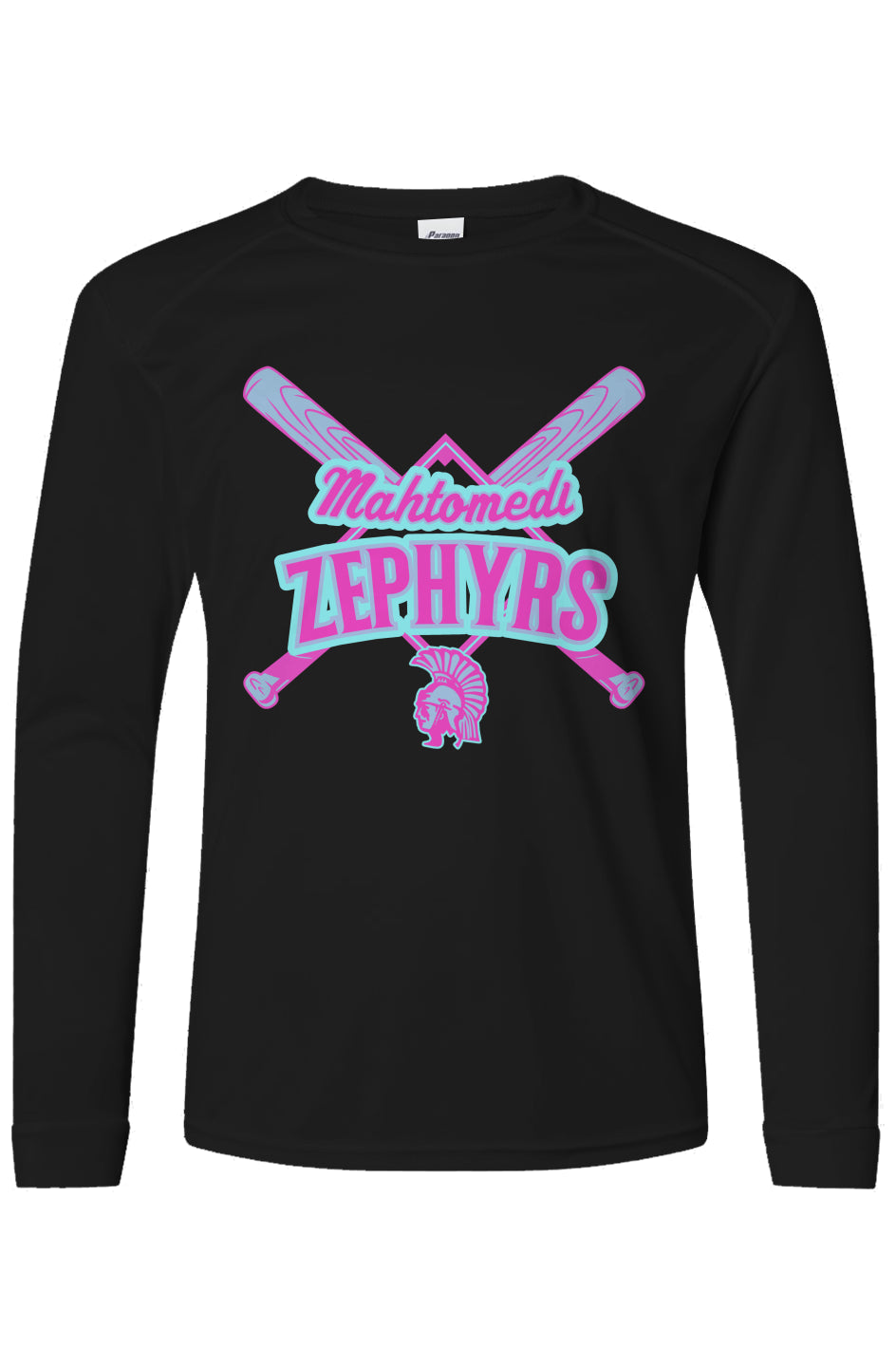 Mahtomedi Baseball - Kids - Mint Cross Bat - UPF50 Long Sleeve T-Shirt