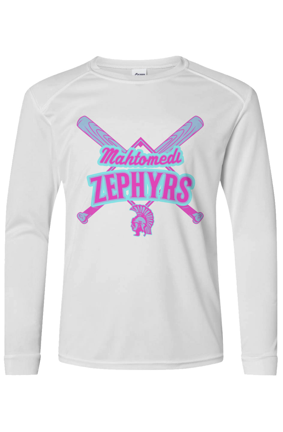 Mahtomedi Baseball - Kids - Mint Cross Bat - UPF50 Long Sleeve T-Shirt