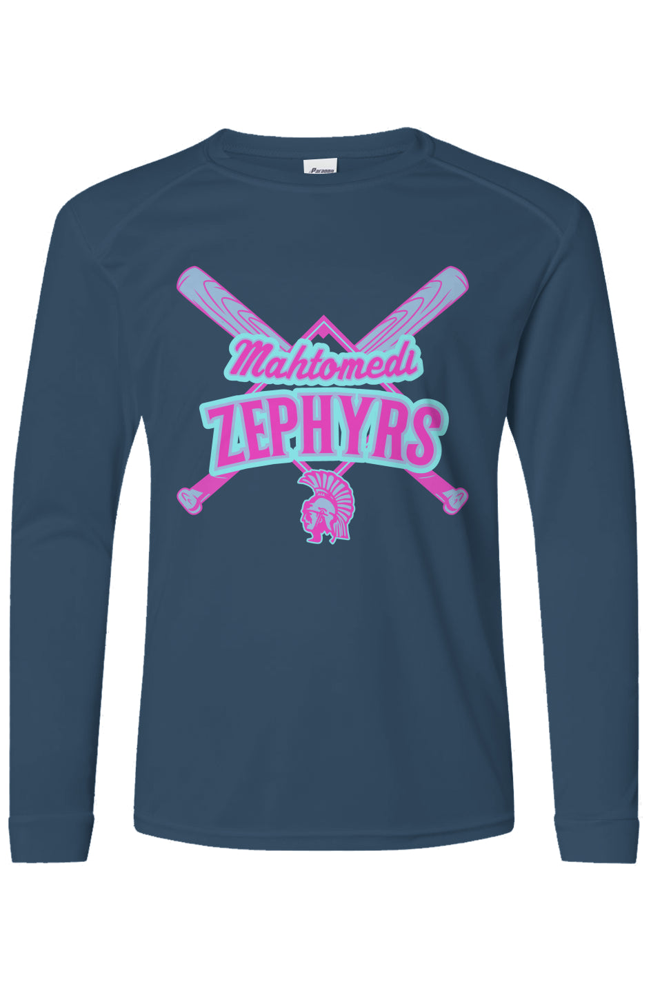 Mahtomedi Baseball - Kids - Mint Cross Bat - UPF50 Long Sleeve T-Shirt