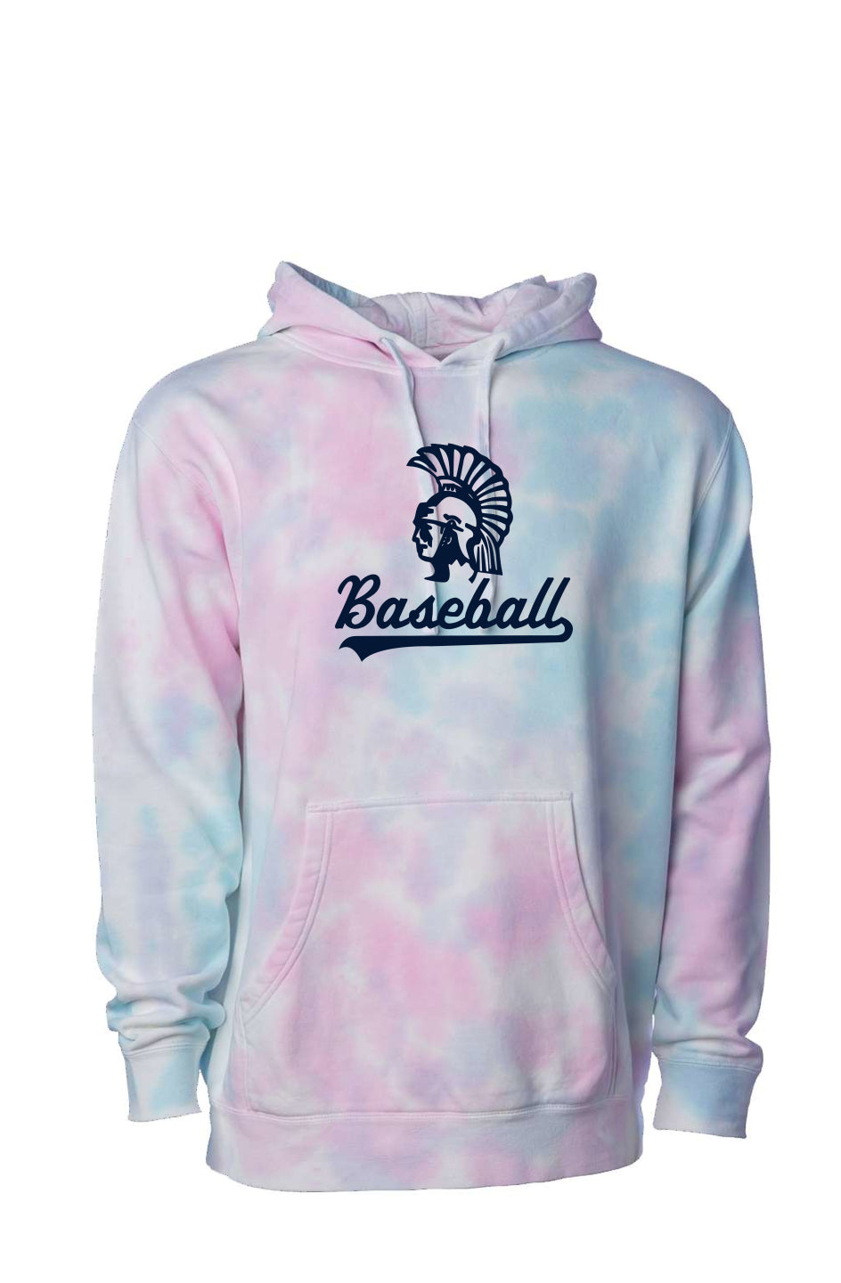 Mahtomedi Baseball - Men's - navy script combo -Tie Dye Cotton Candy Hoodie