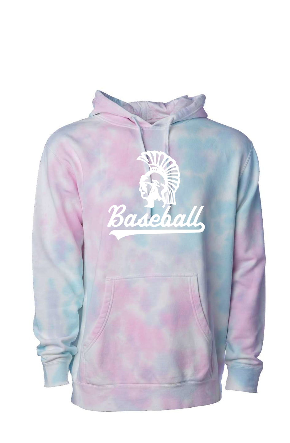 Mahtomedi Baseball - Men's - white script combo - Tie Dye Cotton Candy Hoodie