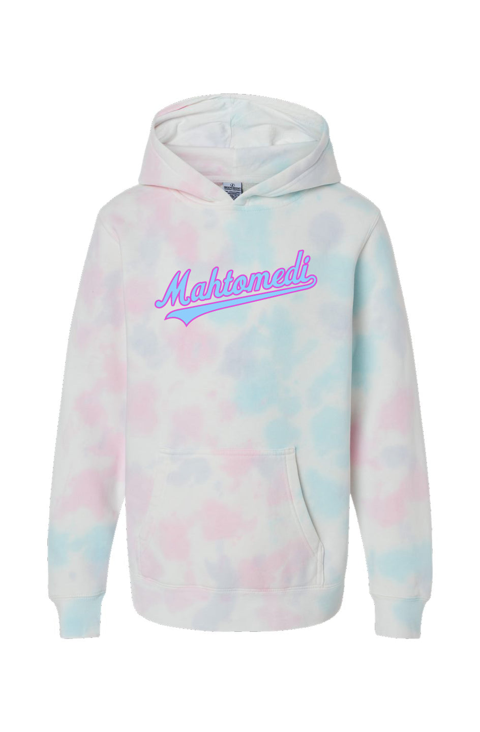 Mahtomedi Baseball -Kids - bubblegum script - Youth Cotton Candy Tie Dye Hoodie
