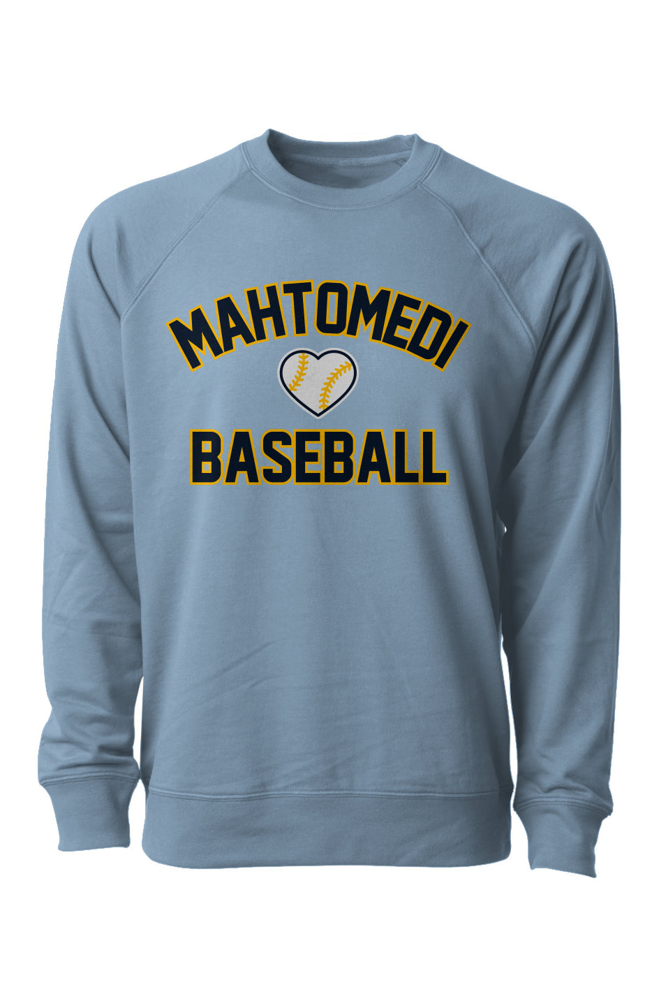 Mahtomedi Baseball - Women's - Loopback Terry Crewneck Sweatshirt baby blue - heart logo