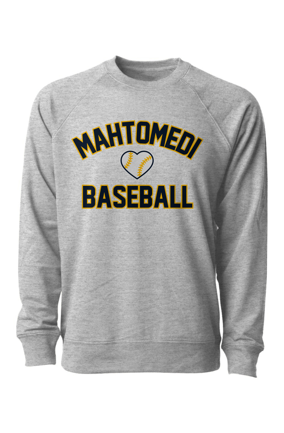 Mahtomedi Baseball - Women's - Loopback Terry Crewneck Sweatshirt heather - heart logo