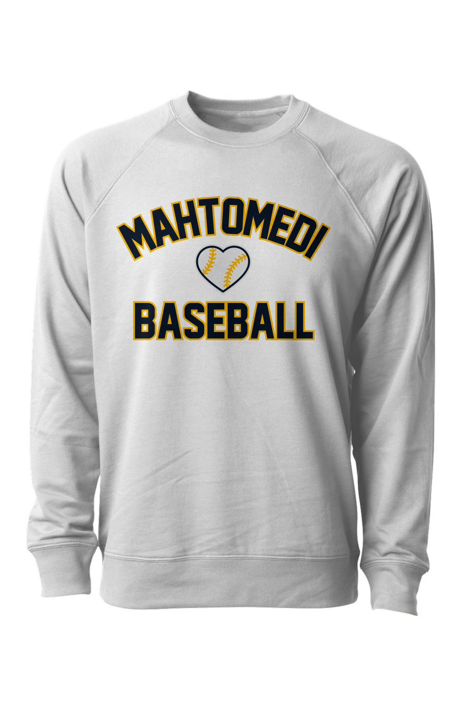Mahtomedi Baseball - Women's - Loopback Terry Crewneck Sweatshirt white - heart logo