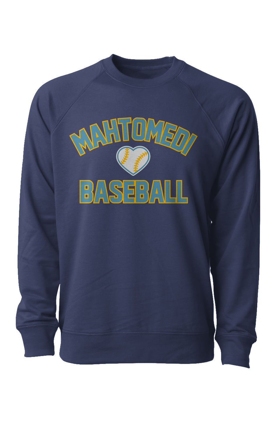 Mahtomedi Baseball - Women's - Loopback Terry Crewneck Sweatshirt indigo - heart logo