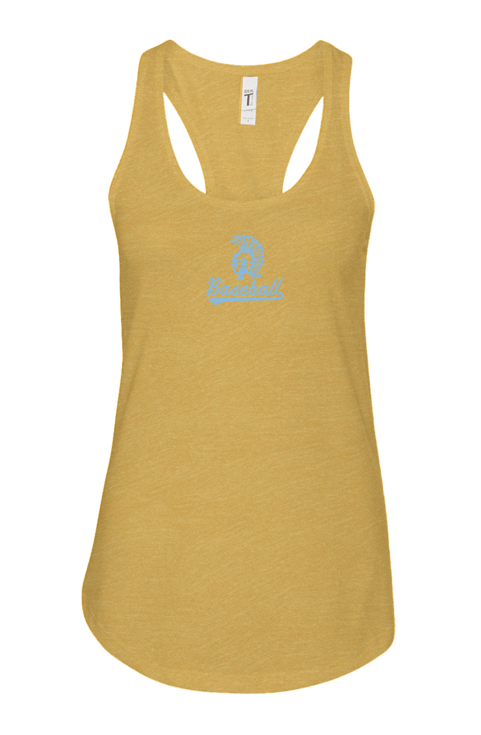 Mahtomedi Baseball - Women's - Racerback Tank gold - baby blue monochrome