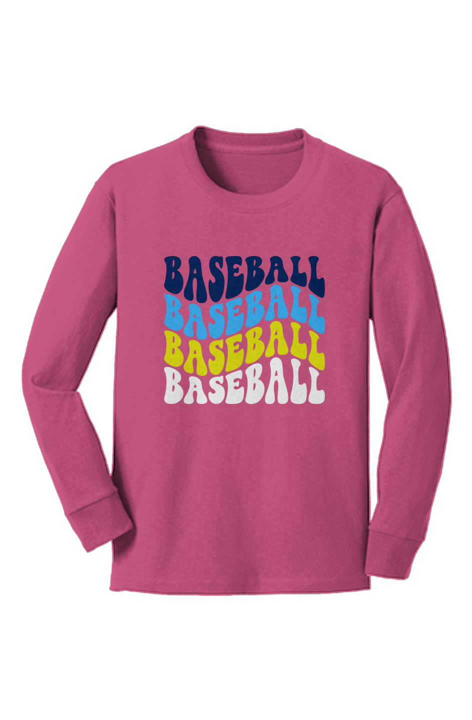 Mahtomedi Baseball - Kids - Longsleeve 100% Cotton Tee - TS baseball era pink
