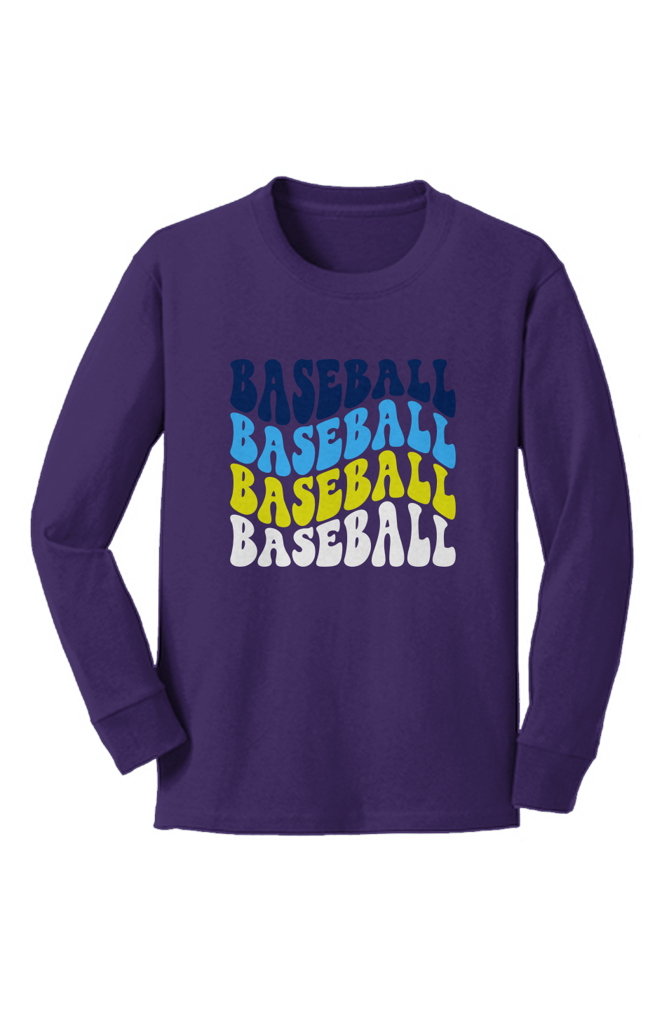 Mahtomedi Baseball - Kids - Longsleeve 100% Cotton Tee - TS baseball era purple