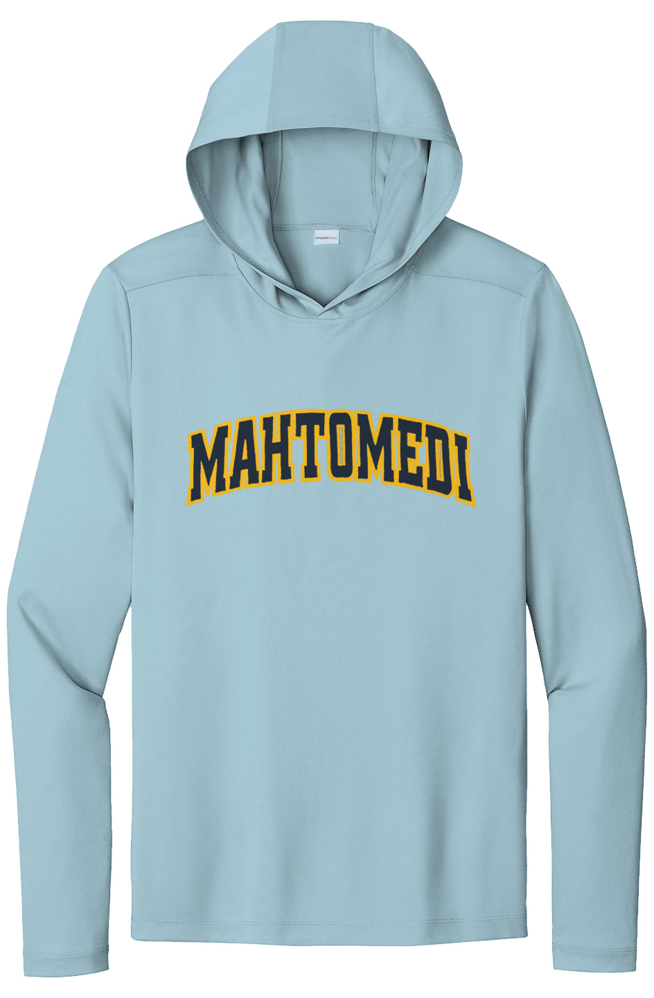 Mahtomedi Baseball - Men's - coach baby blue navy - UP50 hooded longsleeve tee
