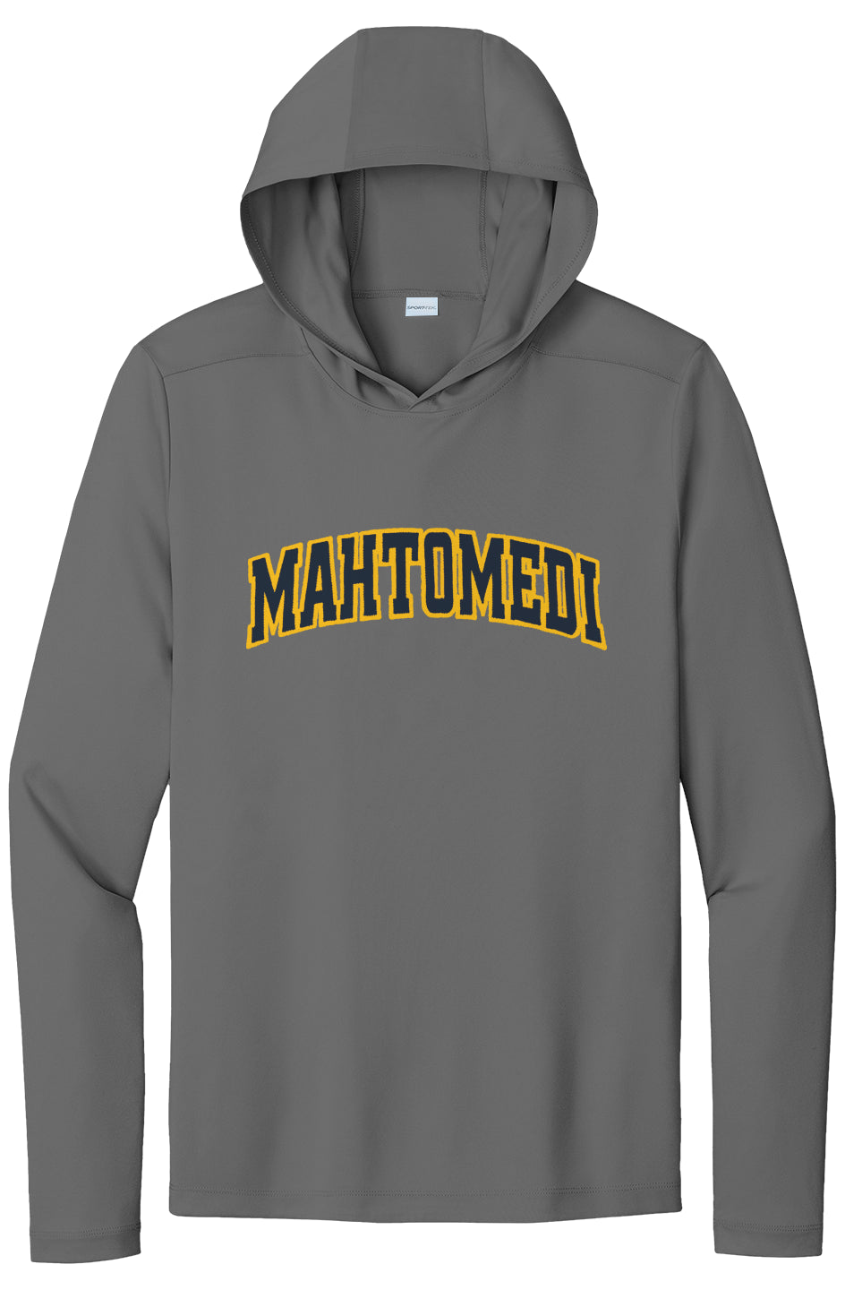 Mahtomedi Baseball - Men's - coach grey - UPF50 hooded longsleeve tee
