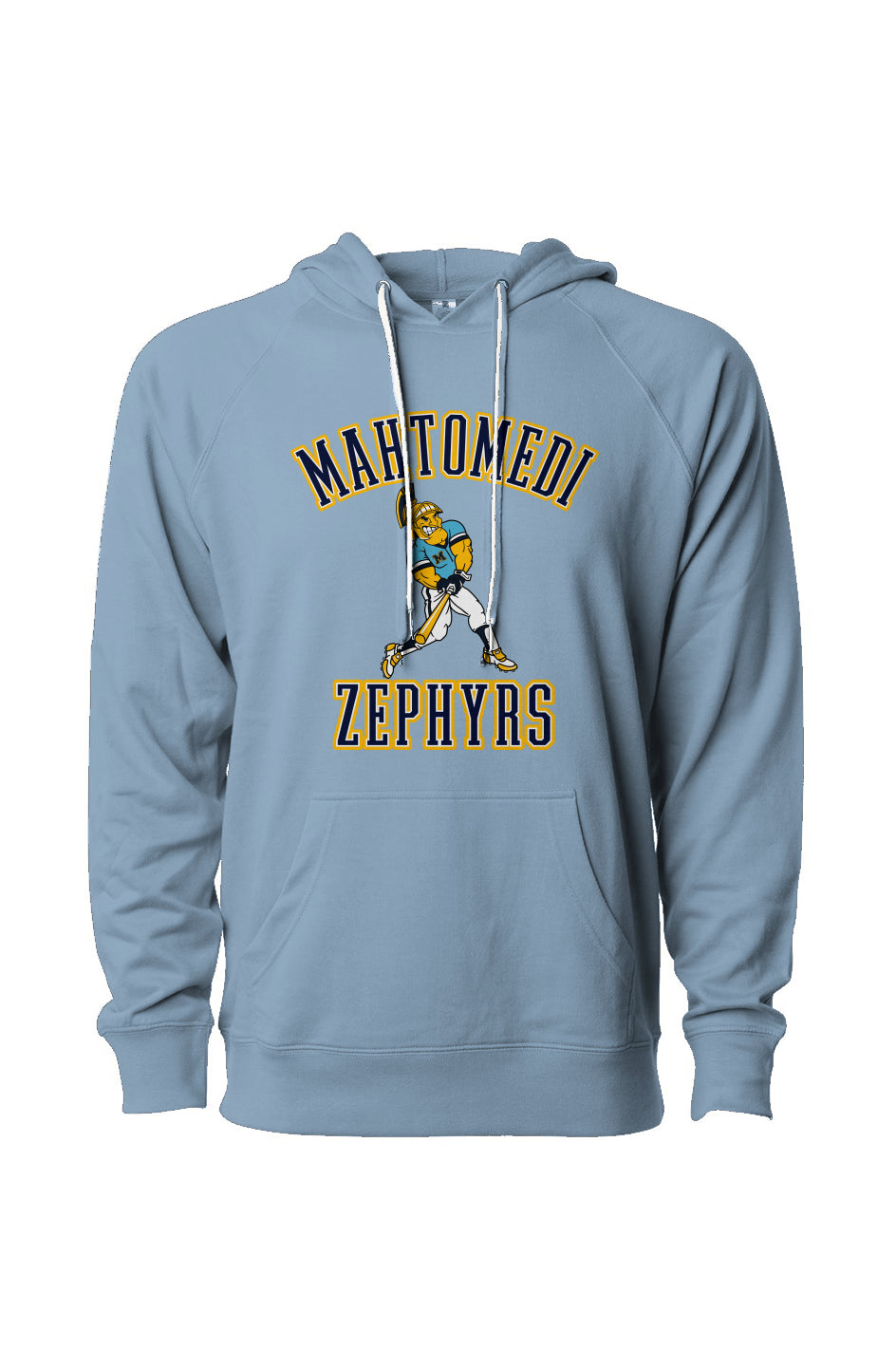Mahtomedi Baseball - Women's - Loopback Terry Hoodie misty blue - mascot arc
