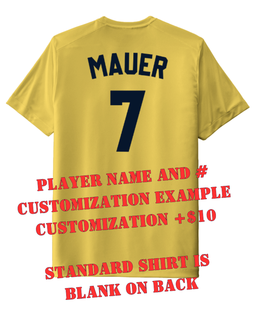 Mahtomedi Baseball - Men's - UPF50 Tee gold - mono navy (c)