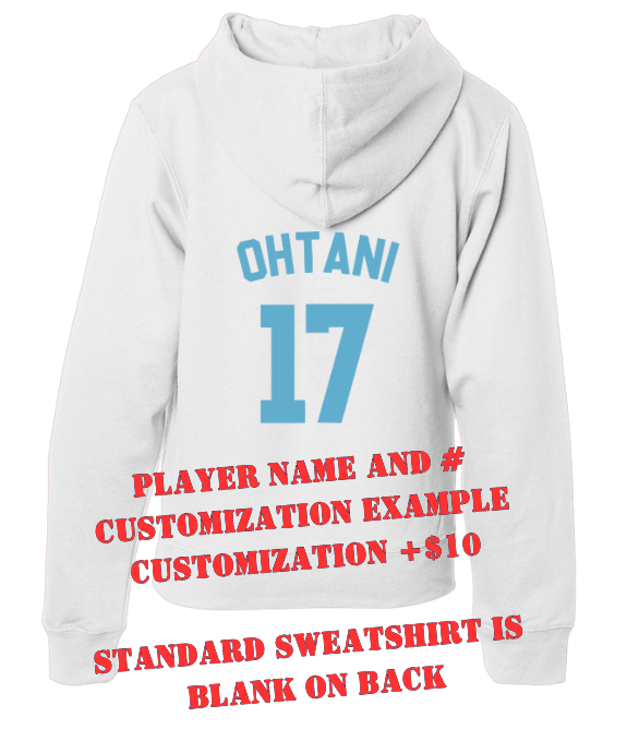 Mahtomedi Baseball - Kids - midweight hoodie white - baby blue Zephyrs mascot (c)