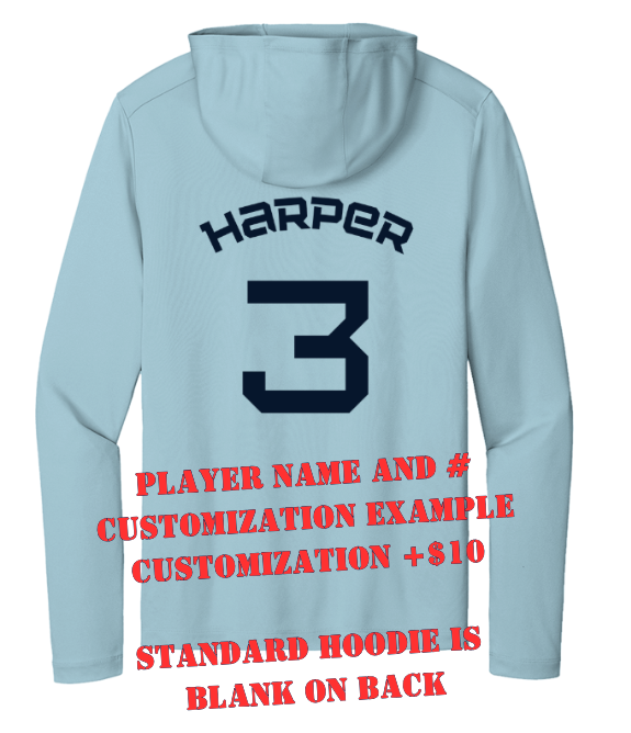 Mahtomedi Baseball - Men's - UPF50 Hoodie baby blue - mono navy (c)