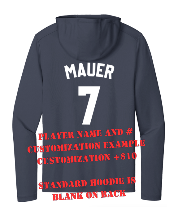 Mahtomedi Baseball - Men's - UPF50 Hoodie navy - mono white (c)