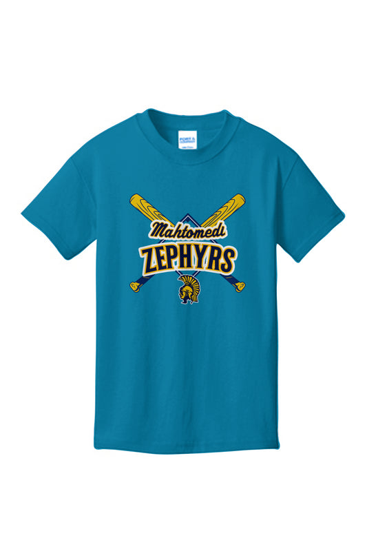 Mahtomedi Baseball - Kids - Crossed Bat blue -Youth Core Cotton Tee