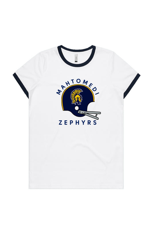 Mahtomedi Football - Women's - Vintage Helmet - Ringer Tee