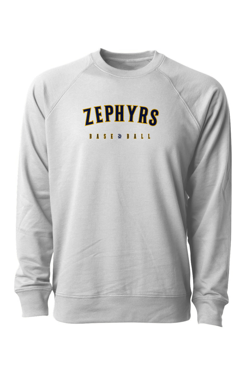 Mahtomedi Baseball - Women's -navy gold arc - Loopback Terry Crewneck Sweatshirt white